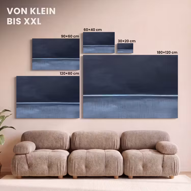 Abstract - Horizontale lijn - Minimalistisch - Donkerblauw - Kunst canvas 2cm klein -Xsfeer8_DE