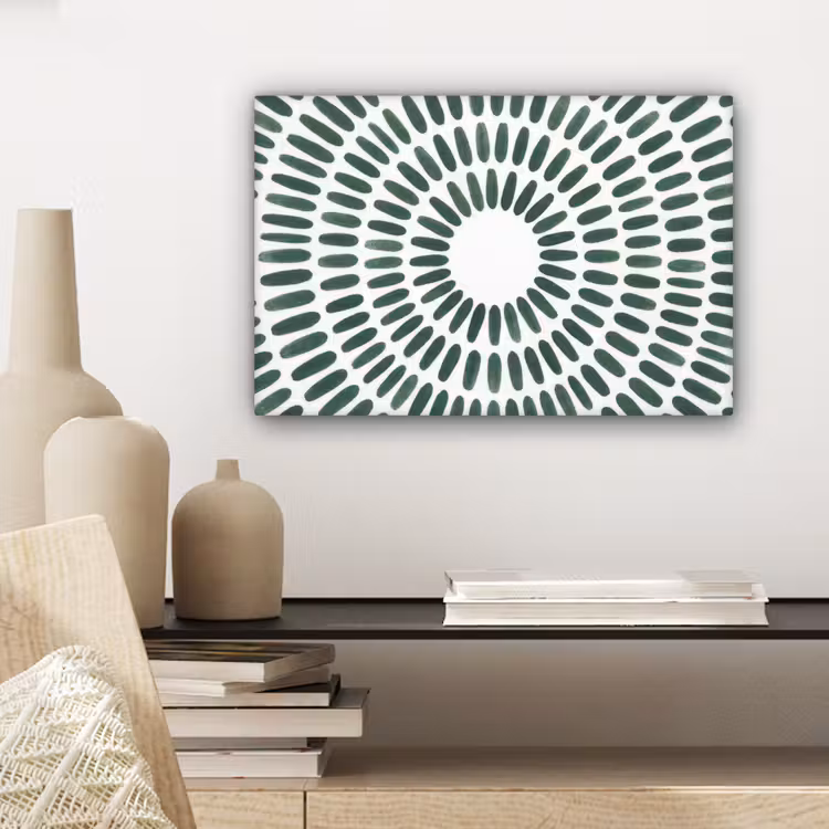 Abstract - Cirkel - Patroon - Modern - Groen canvas 2cm klein -sfeer6