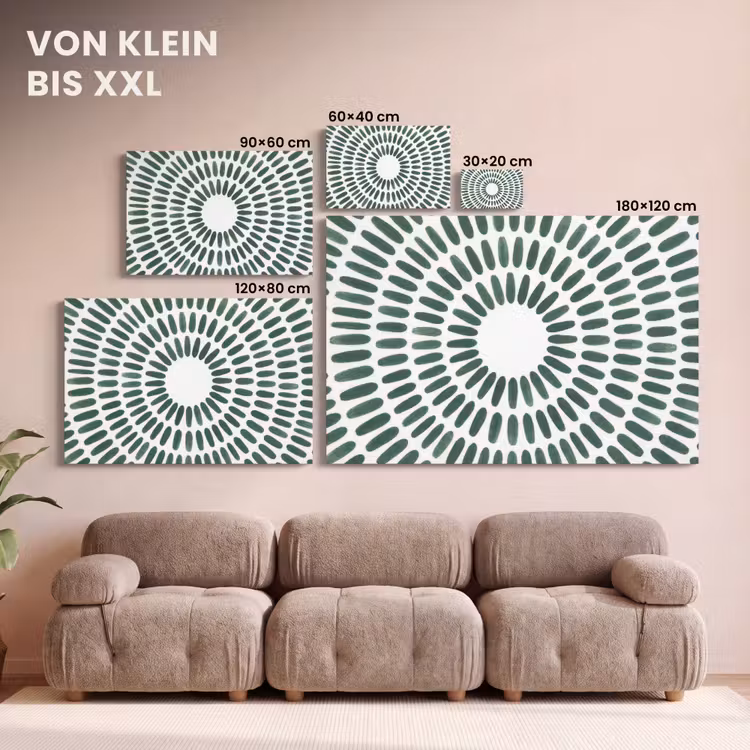Abstract - Cirkel - Patroon - Modern - Groen canvas 2cm klein -Xsfeer8_DE