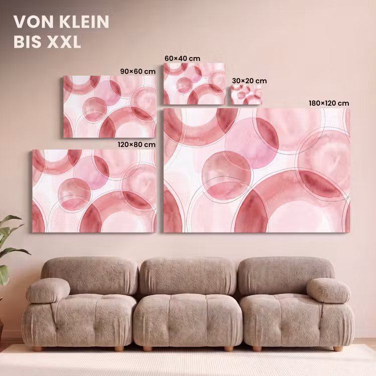 Abstract - Cirkels - Modern - Roze - Kunst canvas 2cm klein -Xsfeer8_DE