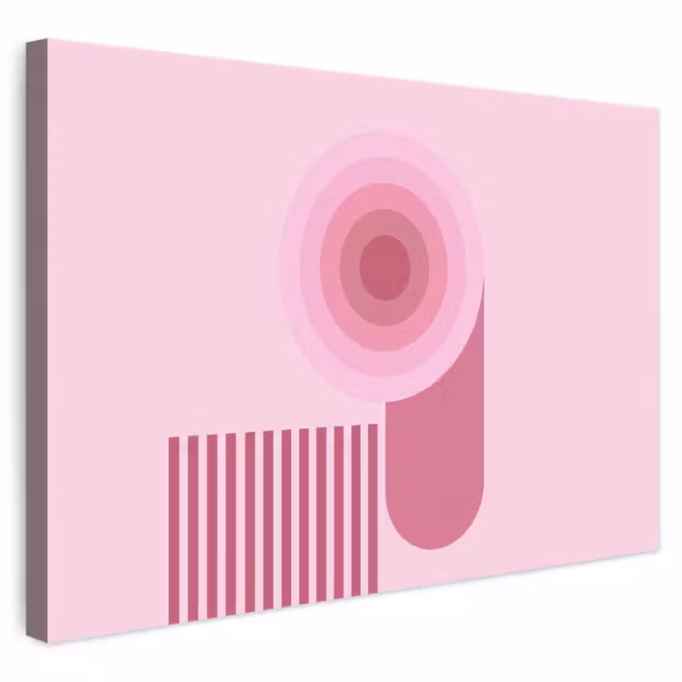 Abstract - Cirkels - Strepen - Modern - Roze canvas 2cm klein -3d