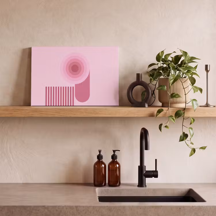 Abstract - Cirkels - Strepen - Modern - Roze canvas 2cm klein -sfeer3