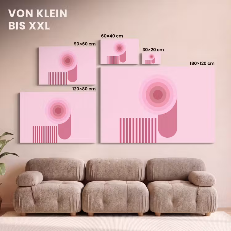 Abstract - Cirkels - Strepen - Modern - Roze canvas 2cm klein -Xsfeer8_DE