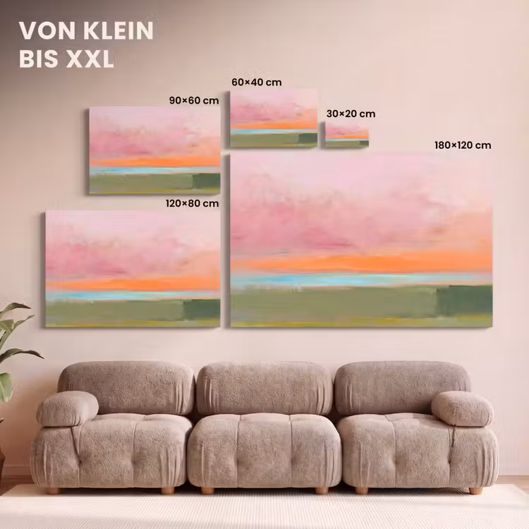Abstract - Landschap - Modern - Roze - Oranje canvas 2cm klein -Xsfeer8_DE