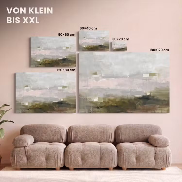 Abstract - Gelaagd - Kunst - Modern - Grijs-Groen canvas 2cm klein -Xsfeer8_DE