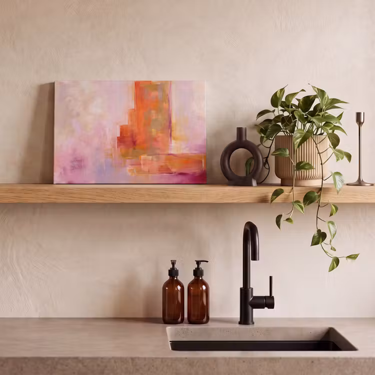 Abstract - Borstelstreken - Kunst - Paars - Goud canvas 2cm klein -sfeer3