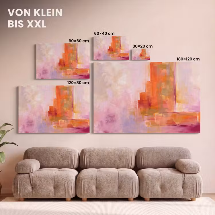 Abstract - Borstelstreken - Kunst - Paars - Goud canvas 2cm klein -Xsfeer8_DE
