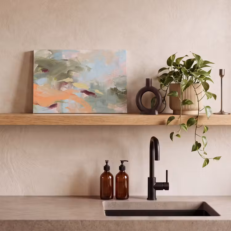 Abstract - Borstelstreken - Kunst - Modern - Pastel canvas 2cm klein -sfeer3