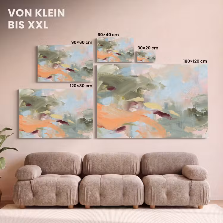 Abstract - Borstelstreken - Kunst - Modern - Pastel canvas 2cm klein -Xsfeer8_DE