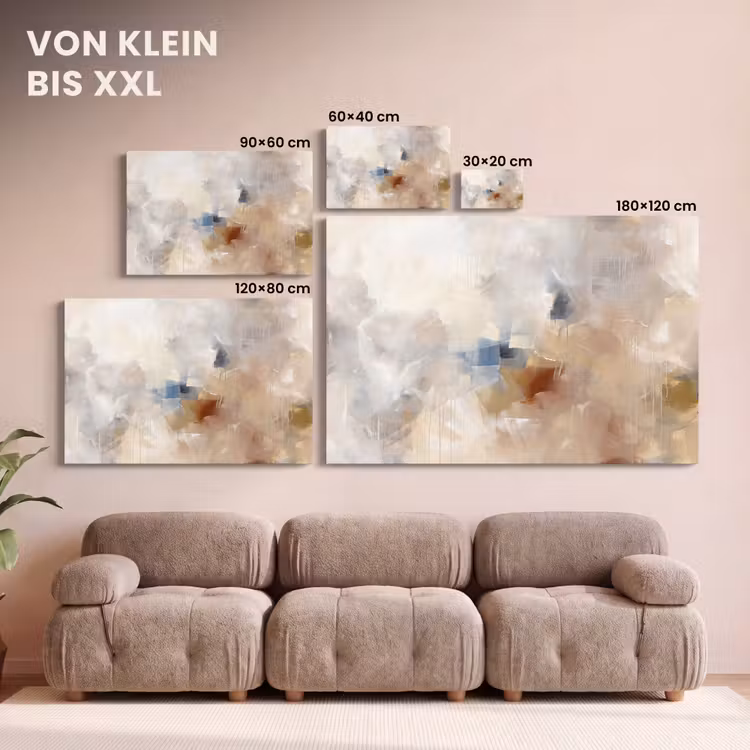 Abstract - Borstelstreken - Modern - Beige - Kunst canvas 2cm klein -Xsfeer8_DE