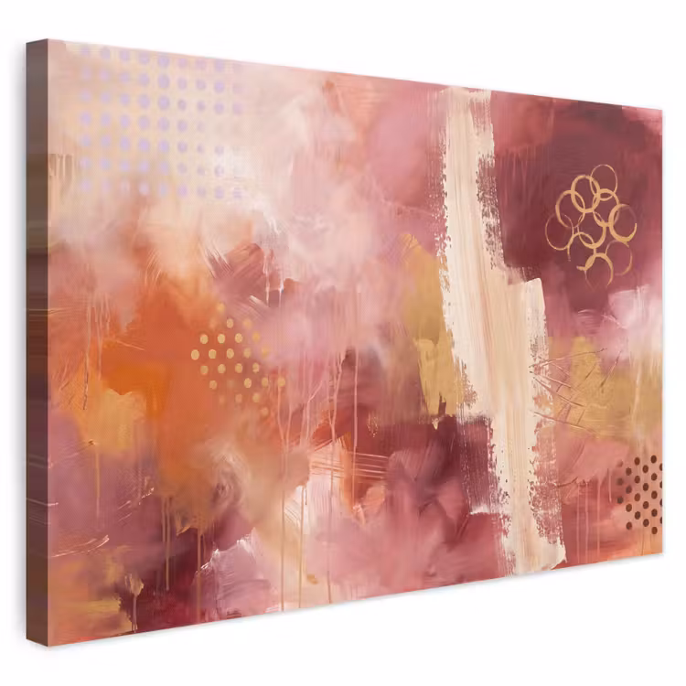 Abstract - Rood - Goud - Modern - Kunst canvas 2cm klein -3d