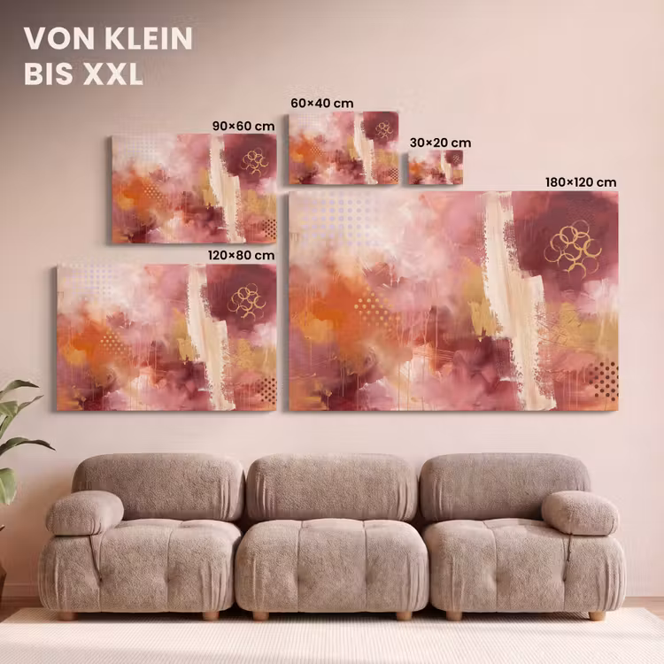 Abstract - Rood - Goud - Modern - Kunst canvas 2cm klein -Xsfeer8_DE