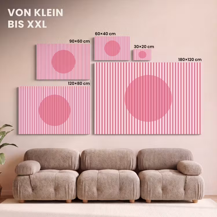 Abstract - Strepen - Ovaal - Roze - Modern canvas 2cm klein -Xsfeer8_DE