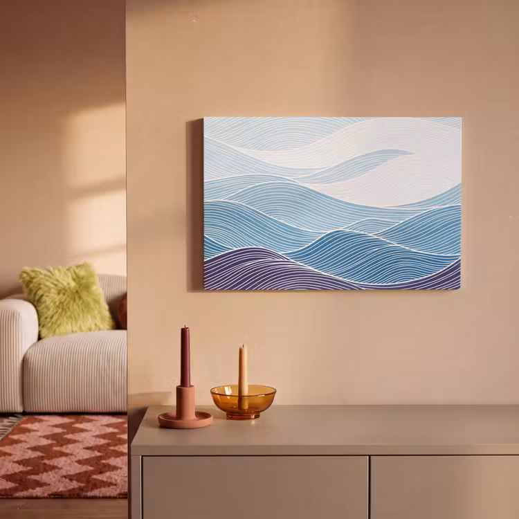 Abstract - Golven - Patroon - Blauw - Modern canvas 2cm klein -sfeer1
