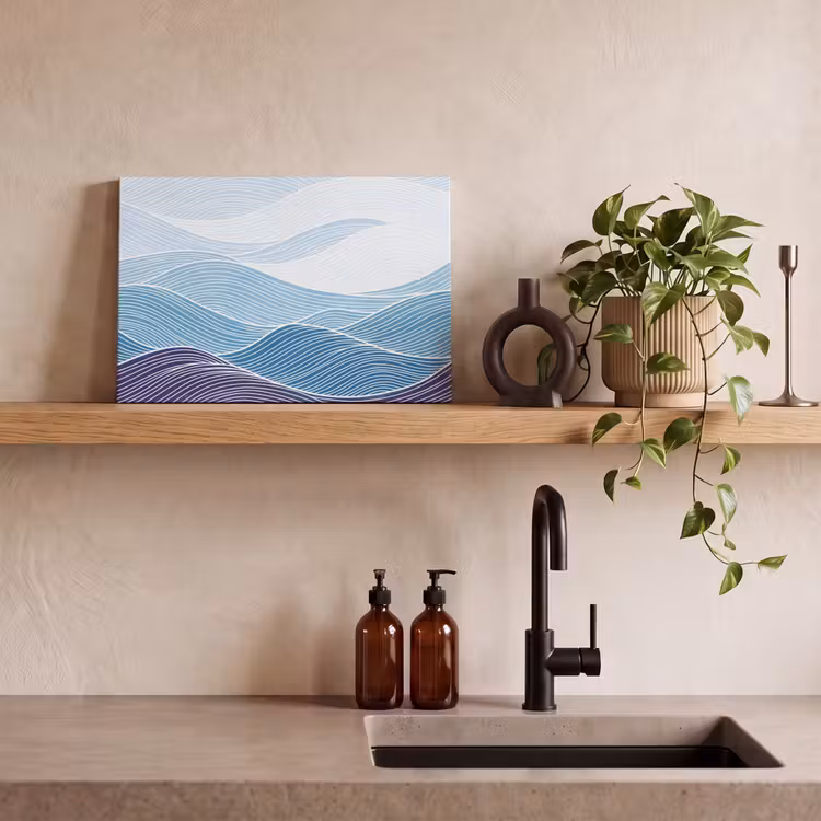 Abstract - Golven - Patroon - Blauw - Modern canvas 2cm klein -sfeer3