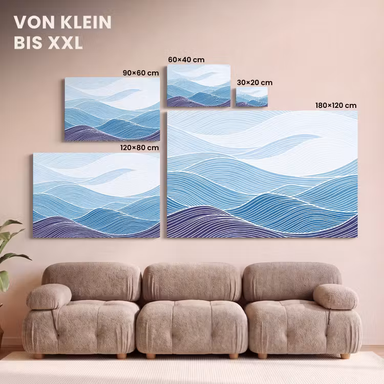 Abstract - Golven - Patroon - Blauw - Modern canvas 2cm klein -Xsfeer8_DE