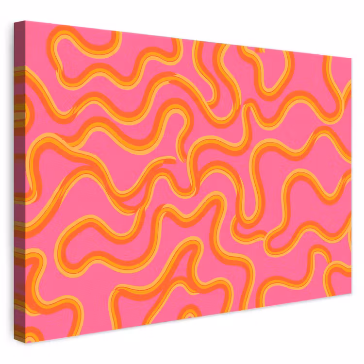 Abstract - Golvende lijnen - Modern - Kleurrijk canvas 2cm klein -3d