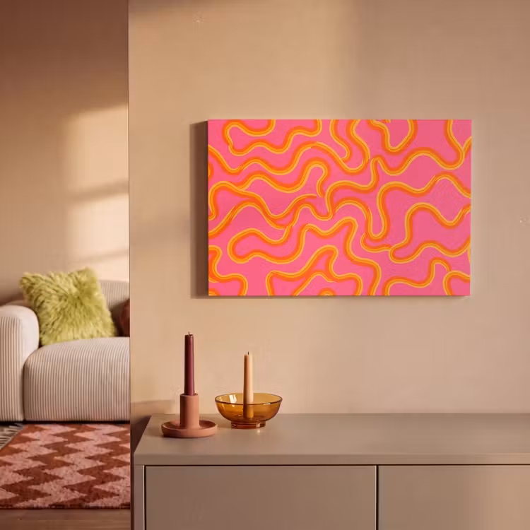 Abstract - Golvende lijnen - Modern - Kleurrijk canvas 2cm klein -sfeer1
