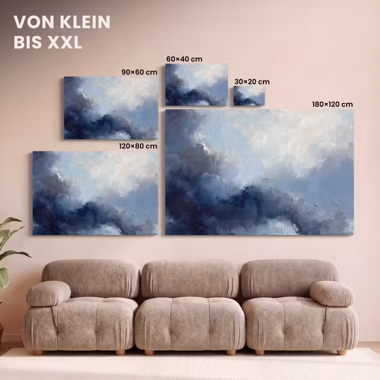 Abstract - Wolken - Modern - Blauw - Kunst canvas 2cm klein -Xsfeer8_DE