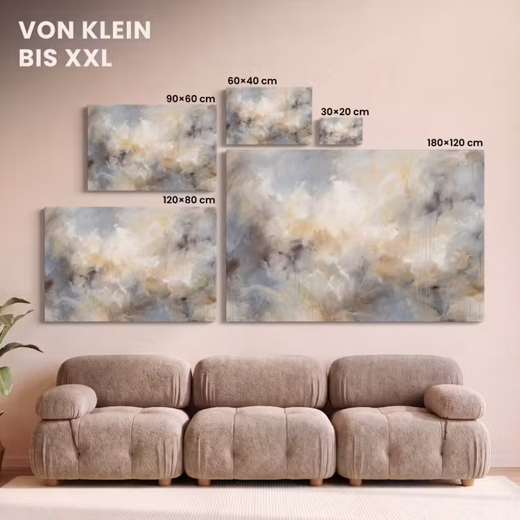 Abstract - Wolken - Sfeervol - Beige - Grijs canvas 2cm klein -Xsfeer8_DE