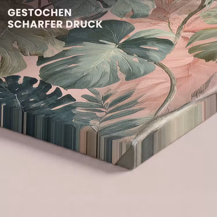 Compositie van bladeren - Groen - Roze canvas 2cm klein -uniquesellingpoint_afwerking-onlywow_DE