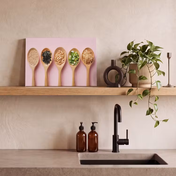Ingrediënten - Lepels - Hout - Roze canvas 2cm klein -sfeer3