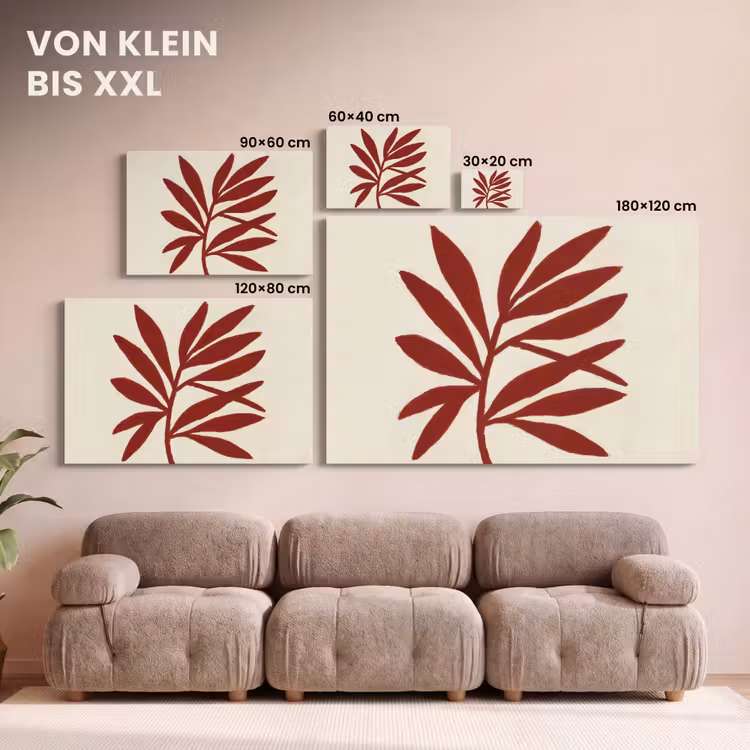 Tak - Bladeren - Rood canvas 2cm klein -Xsfeer8_DE
