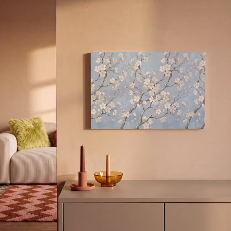 Takken - Kersenbloesem - Blauw canvas 2cm klein -sfeer1
