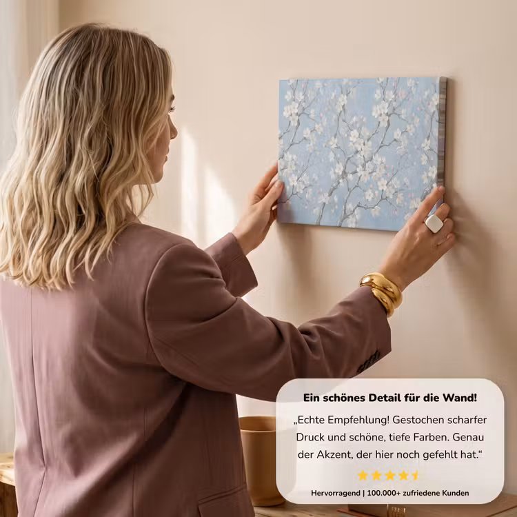 Takken - Kersenbloesem - Blauw canvas 2cm klein -sfeer3
