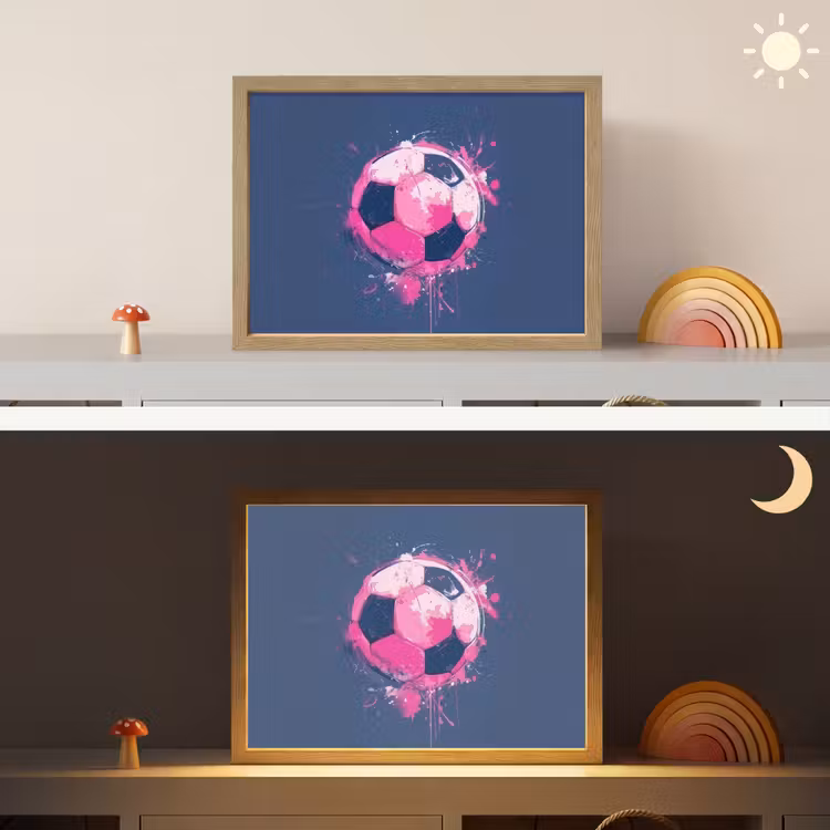 Abstract - Voetbal - Spatten - Roze Light Box met batterij (Wandlamp kind) middel -sfeer3_kind