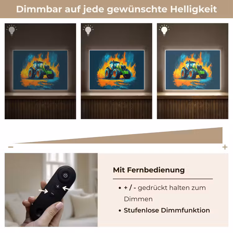 Abstract - Tractor - Groen Light Box met batterij (Wandlamp kind) middel -USP_dimbaarDE