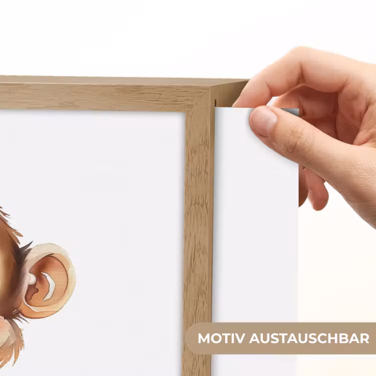 Aap - Baby - Jungle dieren Light Box met batterij (Wandlamp kind) middel -USP_websiteprintDE