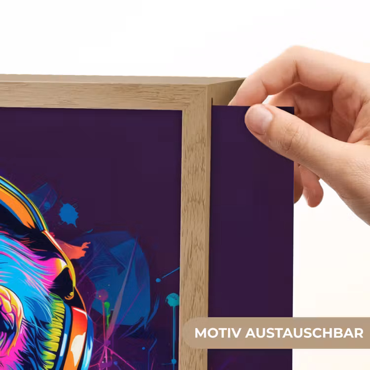 Aap - Koptelefoon - Muziek - Kleurrijk Light Box met batterij (Wandlamp kind) middel -USP_websiteprintDE