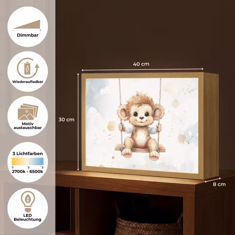 Aap - Dier - Kinderen Light Box met batterij (Wandlamp kind) middel -USP_websiteoverzichtDE