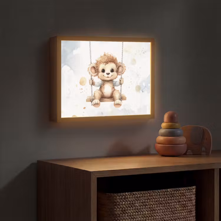 Aap - Dier - Kinderen Light Box met batterij (Wandlamp kind) middel -sfeer5_kind