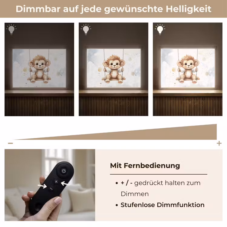 Aap - Dier - Kinderen Light Box met batterij (Wandlamp kind) middel -USP_dimbaarDE