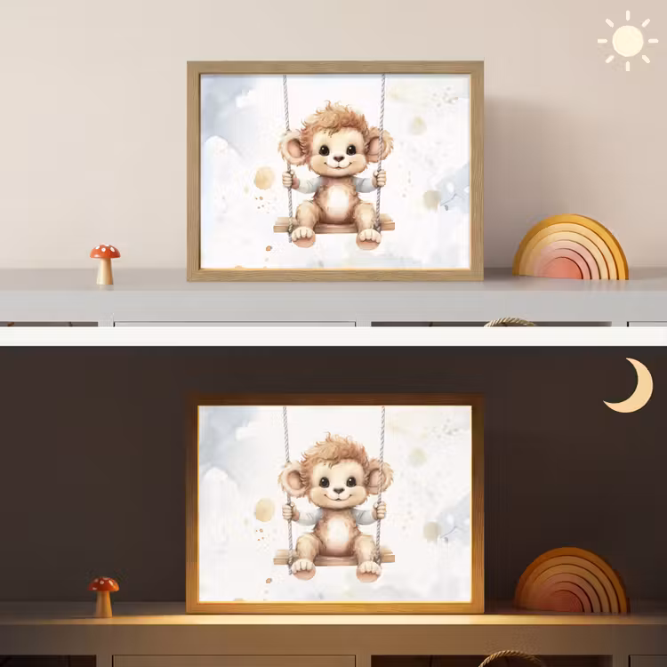 Aap - Dier - Kinderen Light Box met batterij (Wandlamp kind) middel -sfeer3_kind