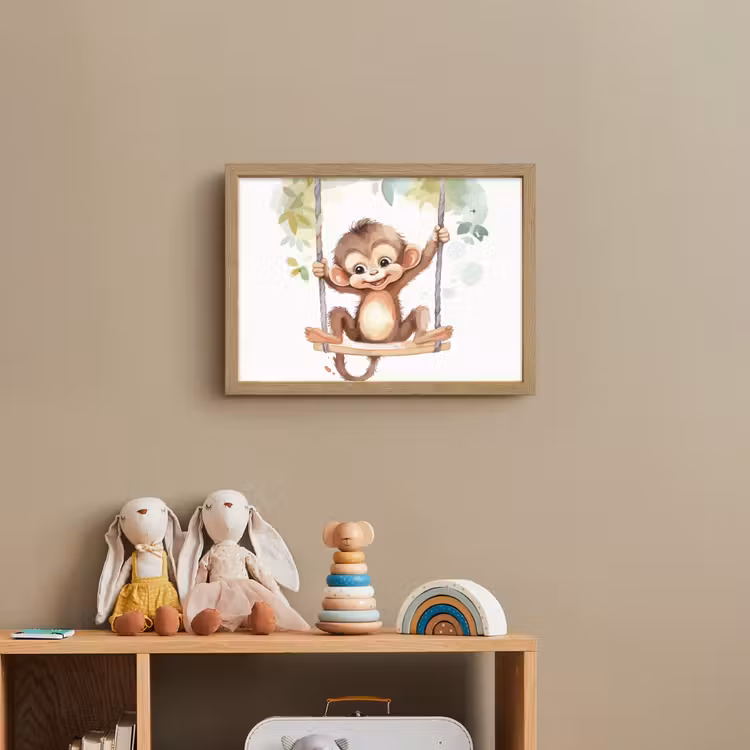 Aap - Dier - Kinderen - Jungle Light Box met batterij (Wandlamp kind) middel -sfeer2_kind