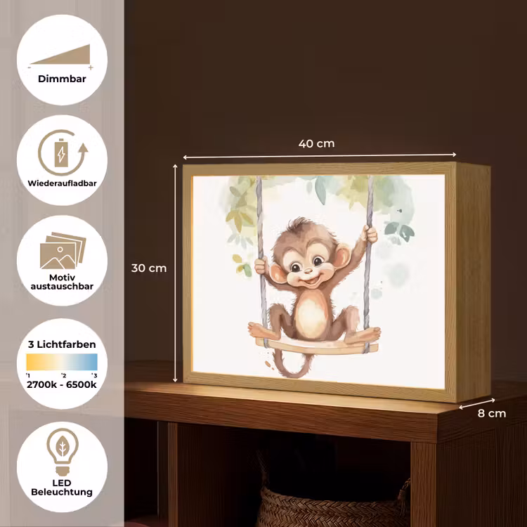 Aap - Dier - Kinderen - Jungle Light Box met batterij (Wandlamp kind) middel -USP_websiteoverzichtDE