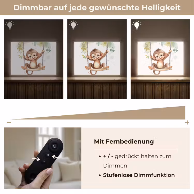 Aap - Dier - Kinderen - Jungle Light Box met batterij (Wandlamp kind) middel -USP_dimbaarDE