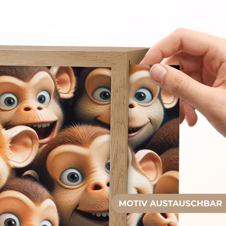 Aap - Dieren - Bruin - Design - Meiden - Jongens Light Box met batterij (Wandlamp kind) middel -USP_websiteprintDE