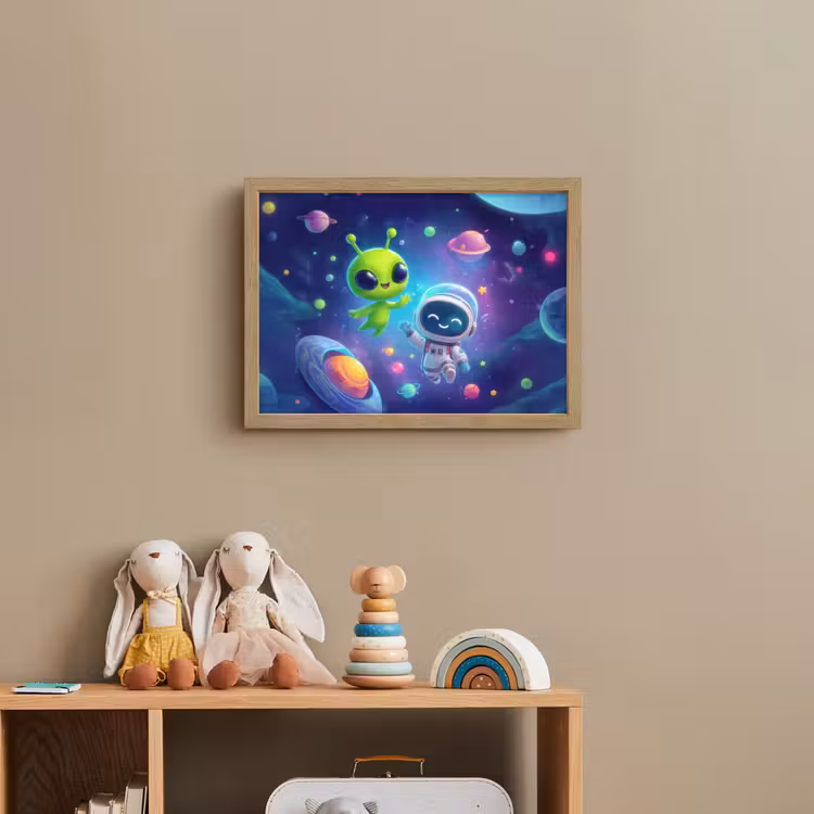 Alien - Astronaut - Ruimte - Planeten Light Box met batterij (Wandlamp kind) middel -sfeer2_kind
