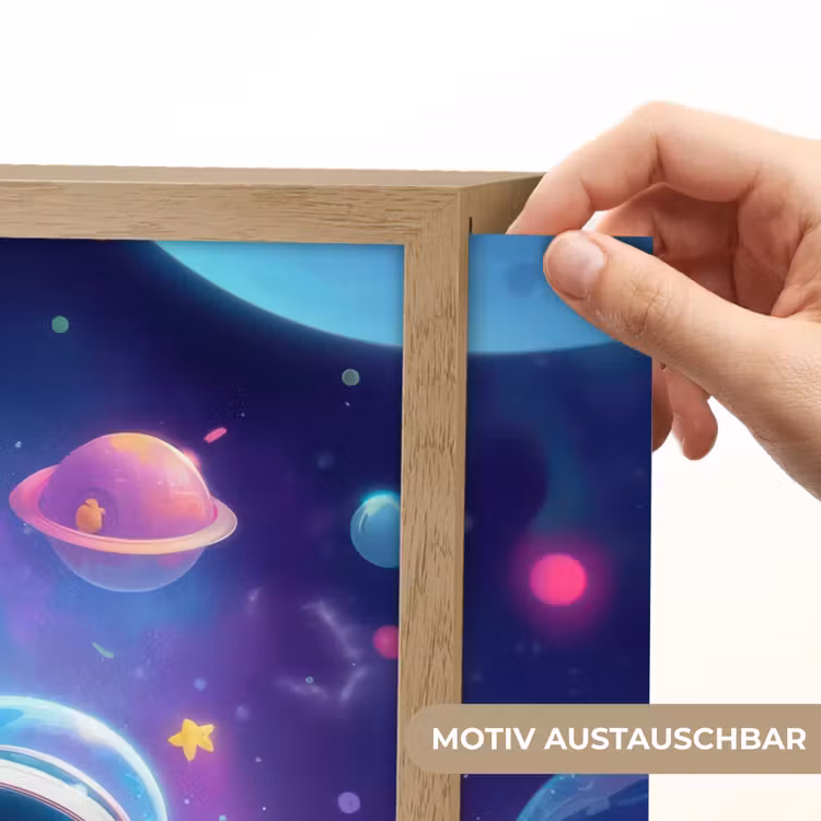 Alien - Astronaut - Ruimte - Planeten Light Box met batterij (Wandlamp kind) middel -USP_websiteprintDE