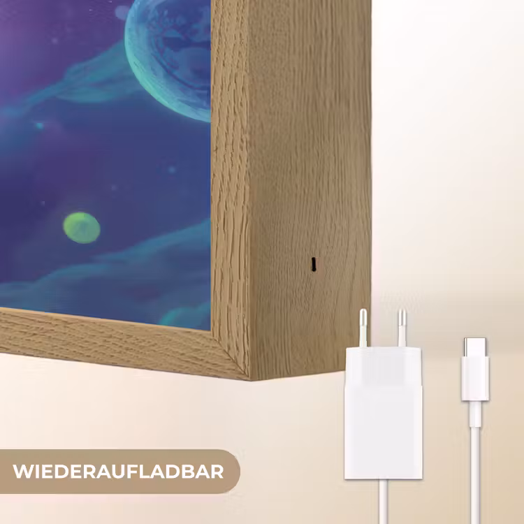 Alien - Astronaut - Ruimte - Planeten Light Box met batterij (Wandlamp kind) middel -USP_websiteoplaadbaarDE
