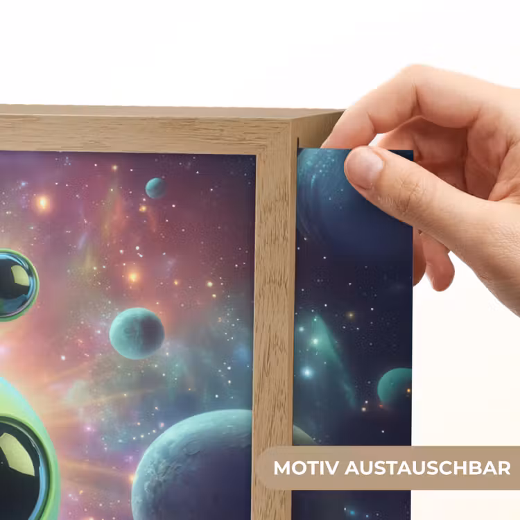 Alien - Groen - Planeten - Ruimte Light Box met batterij (Wandlamp kind) middel -USP_websiteprintDE