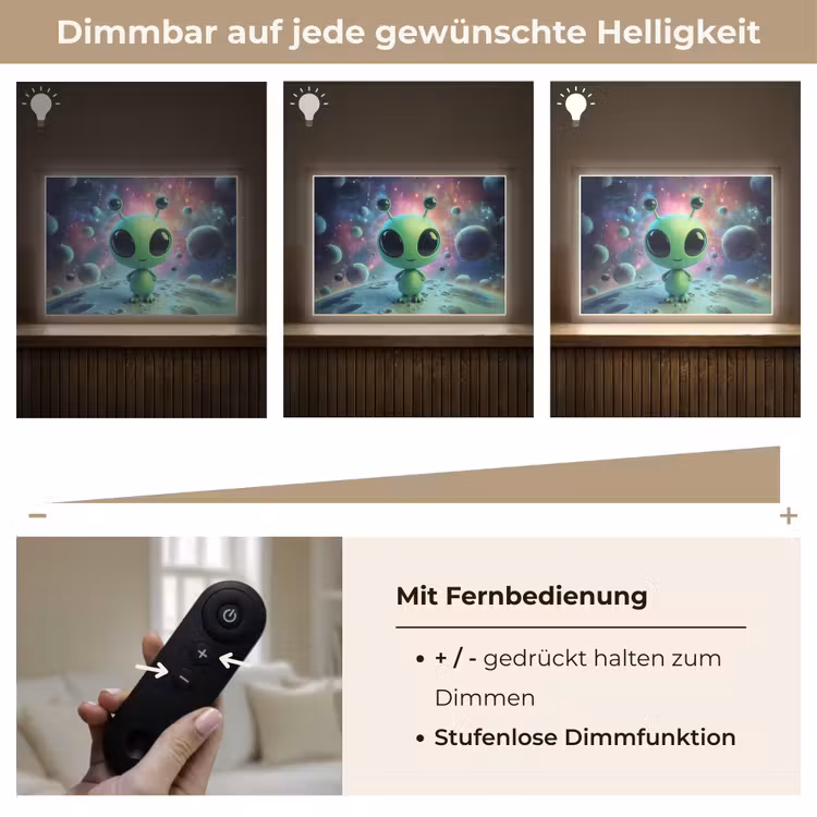 Alien - Groen - Planeten - Ruimte Light Box met batterij (Wandlamp kind) middel -USP_dimbaarDE