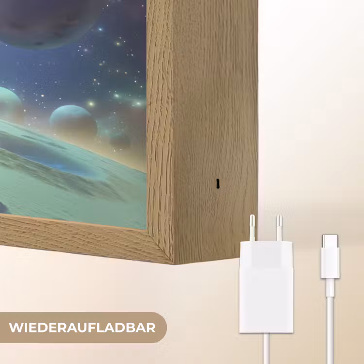 Alien - Groen - Planeten - Ruimte Light Box met batterij (Wandlamp kind) middel -USP_websiteoplaadbaarDE
