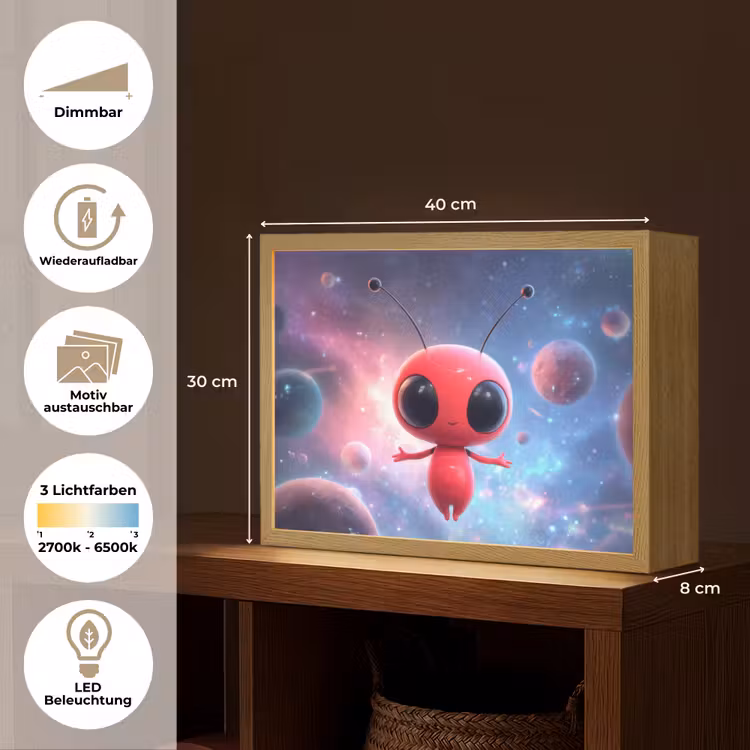 Buitenaards wezen - Rood - Planeten Light Box met batterij (Wandlamp kind) middel -USP_websiteoverzichtDE