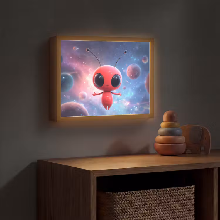 Buitenaards wezen - Rood - Planeten Light Box met batterij (Wandlamp kind) middel -sfeer5_kind