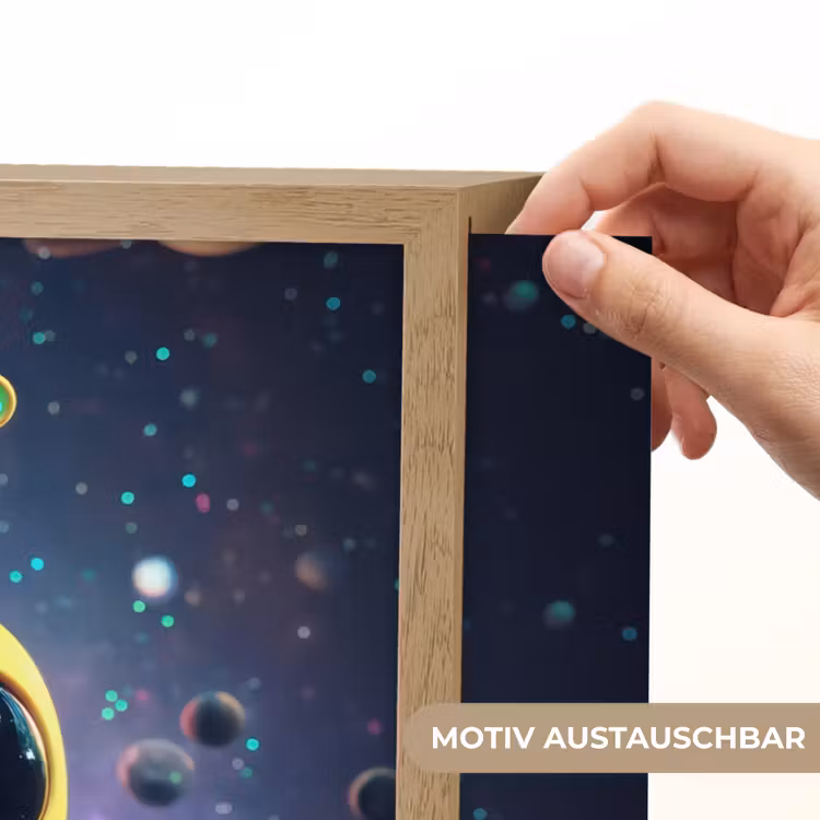 Alien - Ruimte - Geel - Planeten Light Box met batterij (Wandlamp kind) middel -USP_websiteprintDE